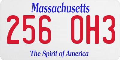 MA license plate 256OH3