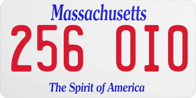 MA license plate 256OI0