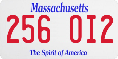 MA license plate 256OI2