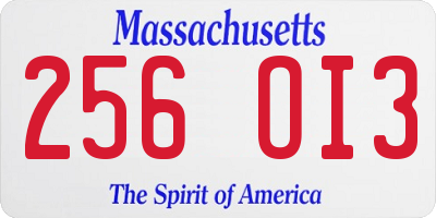 MA license plate 256OI3
