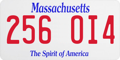MA license plate 256OI4