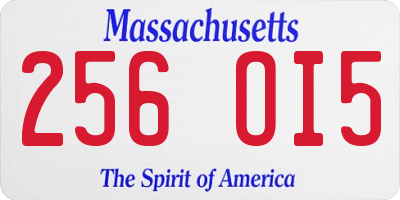 MA license plate 256OI5