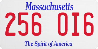 MA license plate 256OI6