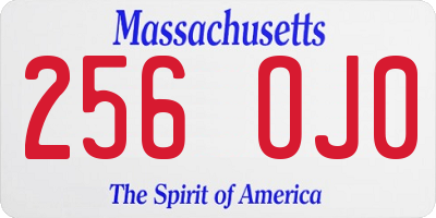 MA license plate 256OJ0