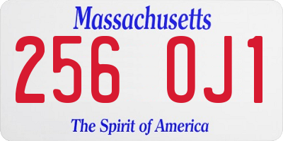 MA license plate 256OJ1