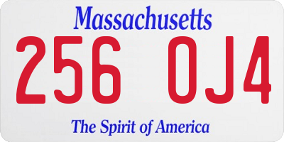 MA license plate 256OJ4