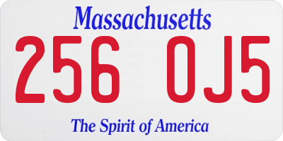 MA license plate 256OJ5