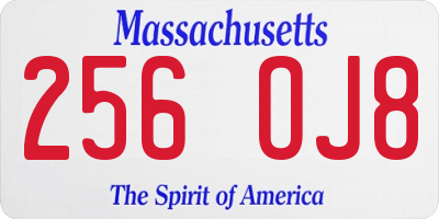 MA license plate 256OJ8