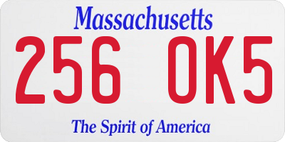 MA license plate 256OK5