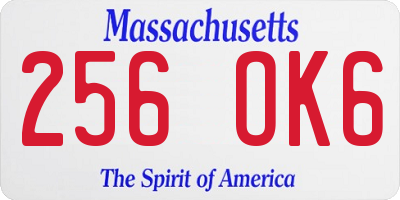 MA license plate 256OK6