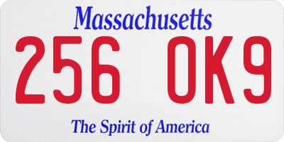 MA license plate 256OK9