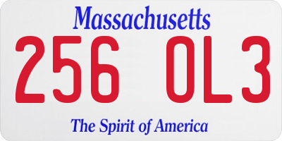 MA license plate 256OL3