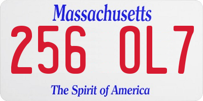 MA license plate 256OL7