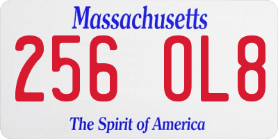 MA license plate 256OL8