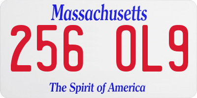 MA license plate 256OL9