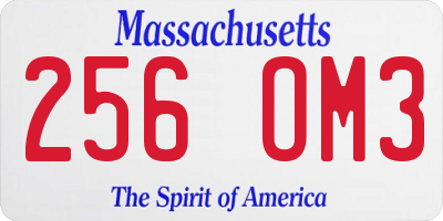 MA license plate 256OM3