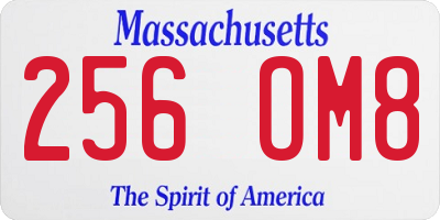 MA license plate 256OM8