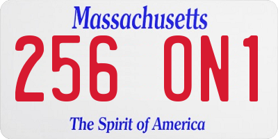 MA license plate 256ON1