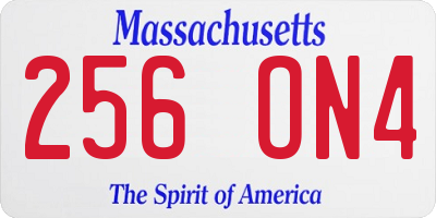 MA license plate 256ON4