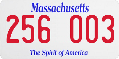 MA license plate 256OO3