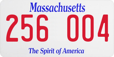 MA license plate 256OO4