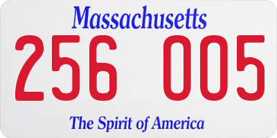 MA license plate 256OO5