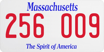 MA license plate 256OO9
