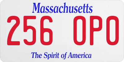 MA license plate 256OP0