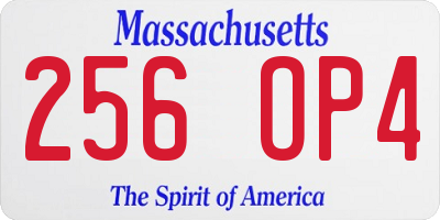 MA license plate 256OP4