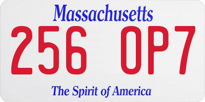MA license plate 256OP7