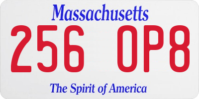 MA license plate 256OP8