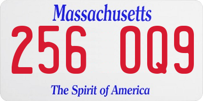 MA license plate 256OQ9