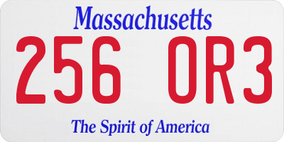 MA license plate 256OR3