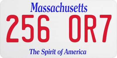 MA license plate 256OR7