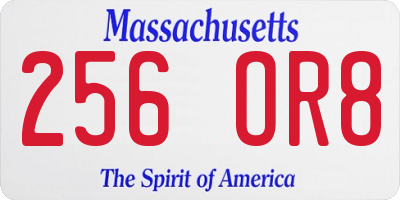 MA license plate 256OR8
