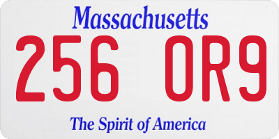 MA license plate 256OR9