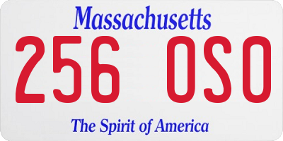 MA license plate 256OS0