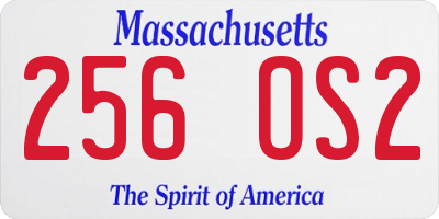 MA license plate 256OS2