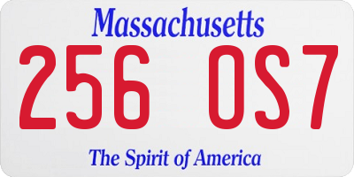 MA license plate 256OS7
