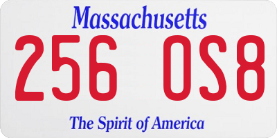 MA license plate 256OS8