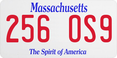 MA license plate 256OS9