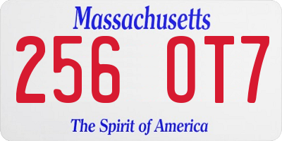 MA license plate 256OT7