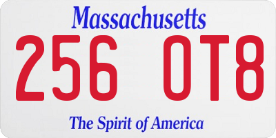 MA license plate 256OT8