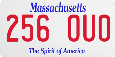 MA license plate 256OU0