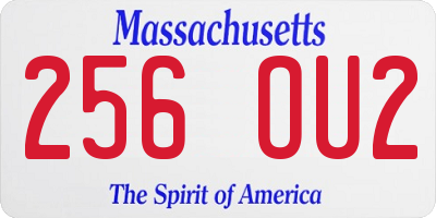 MA license plate 256OU2