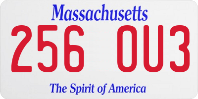MA license plate 256OU3