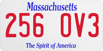 MA license plate 256OV3