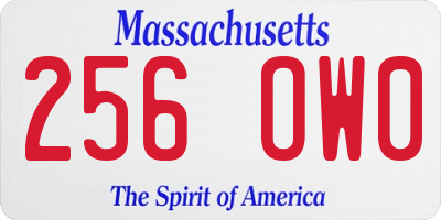 MA license plate 256OW0
