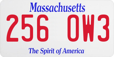 MA license plate 256OW3