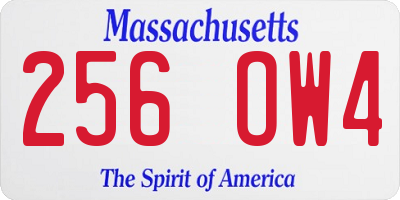 MA license plate 256OW4